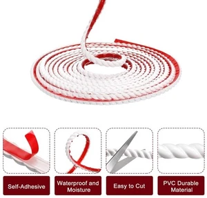 NEW! White Peel and Stick Flexible Wall Trim Molding, 0.4" x 16 ft, Furniture - Picture 1 of 4