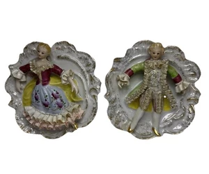 Vintage Victorian 3D Bone China Lace ROYAL Japan Wall Plaques Lot Of 2 - Picture 1 of 6