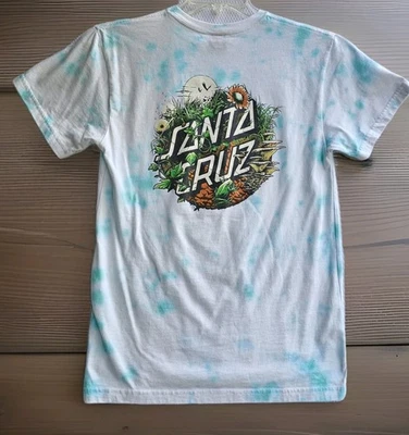 Santa Cruz Shirt Mens Medium White Blue Tie Dye Frog Graphic Skateboard - Image 1 of 4