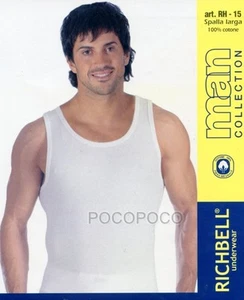 3 canottiere a spalla larga da uomo in cotone Richbell RH15 canotte maglie - Picture 1 of 2