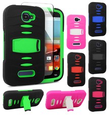 Alcatel OneTouch Pop Icon RUGGED Hard Gel Rubber Case Phone Cover Kickstand