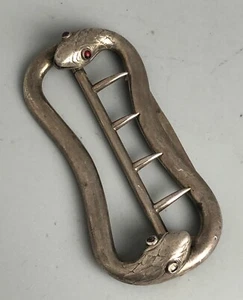 Rare Victorian Silver Snake Buckle CRWS London 1840 FLZX - Picture 1 of 4