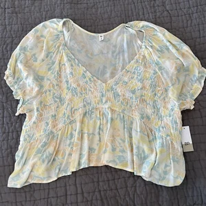 New BP Women's Plus Size 4X 4 Floral Blouse Short Sleeved Crop Top Cropped NWT - Picture 1 of 2