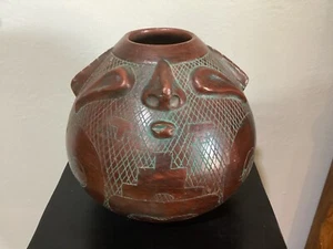 Vintage MARAJOATA Terracotta Red Clay Pottery FACE Art Sculpture Vase/Pot BRAZIL - Picture 1 of 7