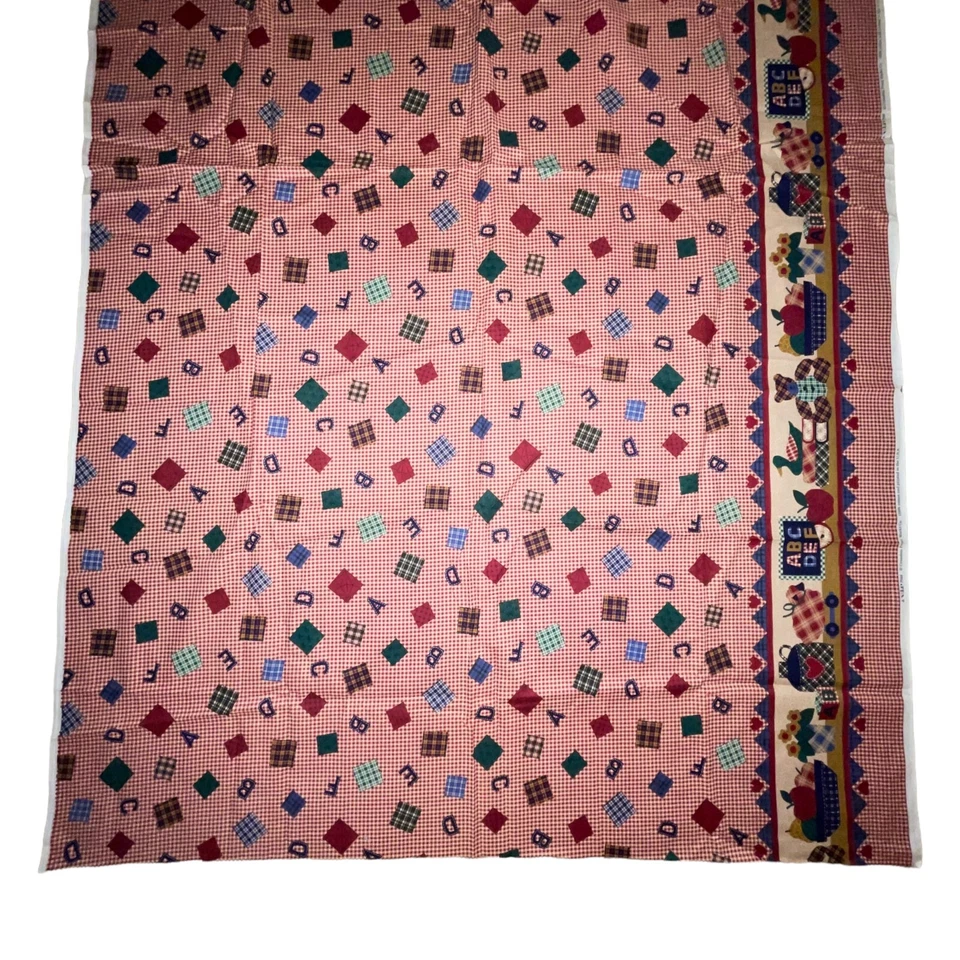 New Cranston Print Works VIP Teacher 2 Yards Fabric Material ABCs Gingham Class - Image 1 of 2