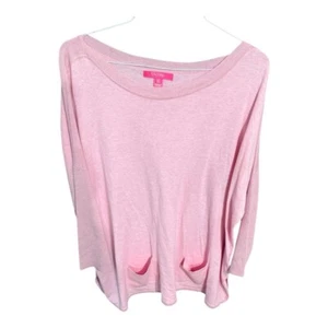 LILLY PULITZER Cobo Sweater Womens Pink Oversized Pockets Coolmax - Picture 1 of 3