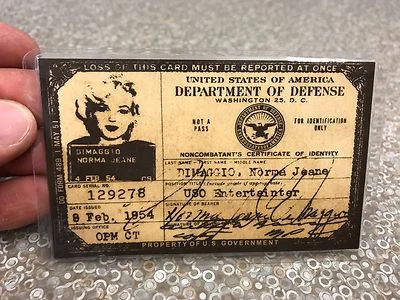 Marilyn Monroe 1954 USA USO Id Card License Drivers - Image 1 of 4