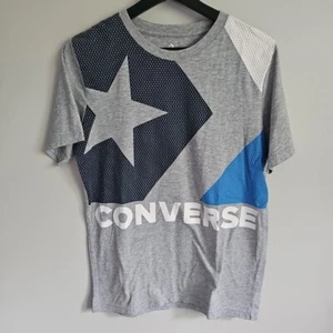 Converse Shoes Gray/Red/White/Blue Big Logo Size XL Short Sleeve Shirt - Picture 1 of 8