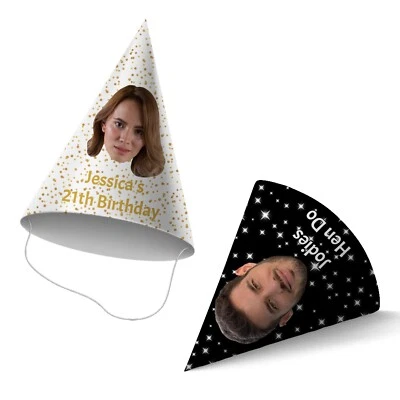 Personalised Party Hats, Your Face On A Hat, CUTOUT Ready, Party Accessory - Image 1 of 4