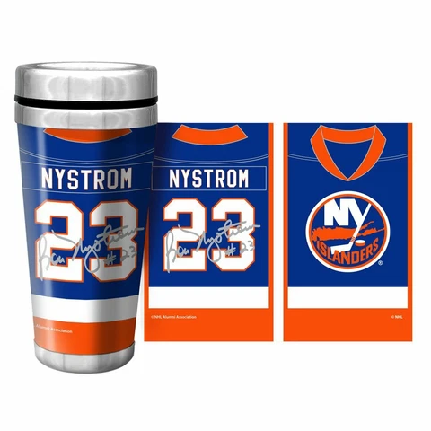 Bob Nystrom New York Islanders NHL Jersey Wrap Travel Mug w/Replica Autograph Cover