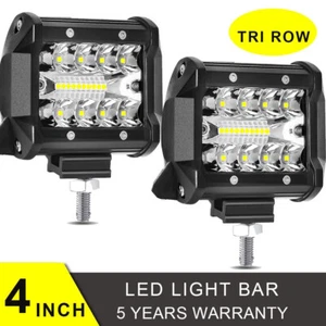 2X 4inch LED Work Light Bar Tri Row 240W Spot Flood Backup Driving Pods Cube ATV - Picture 1 of 12