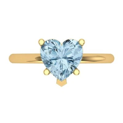 2 tcw Heart Vintage Solitaire Engagement Ring, 14K Yellow Gold Simulated Diamond - Image 1 of 4