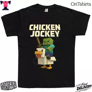 Funny Jockey Pixel Riding Chicken Jockey on a Chicken Lover Womens & Men T-Shirt - Picture 1 of 5