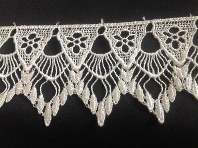 NEW 2 1/8 INCH WHITE  FEATHER DESIGN VENISE LACE  - Image 1 of 3