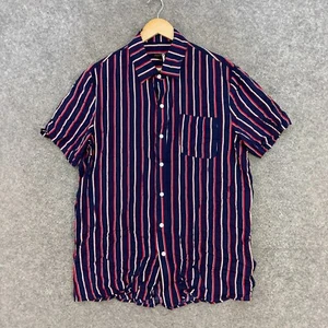 NEW Staple Superior Mens Shirt Size XL Blue Striped Button Up Short Sleeve 36818 - Picture 1 of 12