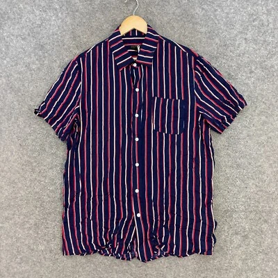 NEW Staple Superior Mens Shirt Size XL Blue Striped Button Up Short Sleeve 36818 - Image 1 of 4
