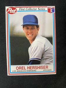 Orel Hershiser 1990 Post Cereal Baseball Card # 8, Los Angeles Dodgers