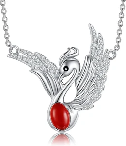 Phoenix Carnelian Necklace Gifts 925 Sterling Silver Jewelry for Women Girls Her - Picture 1 of 6