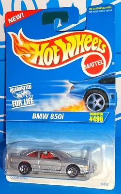 Hot Wheels 1996 Mainline #498 BMW 850i Mtflk Silver w/ 5SPs Opening Doors - Image 1 of 3
