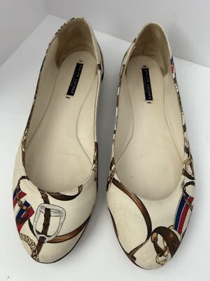 Zapatos Planos Colección Ralph Lauren Tela Ecuestre Vintage Talla 10 B Foto 1 de 4