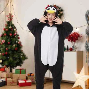 CANASOUR Penguin One-Piece Pajama Kis Unisex Christmas Cosplay Costume Sleepwear - Picture 1 of 12