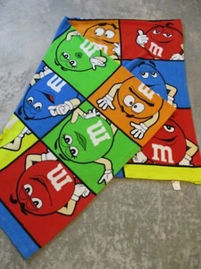 Vintage M&M's Chocolate Fleece Blanket Throw Green Red AOP Mars 50x60 Reversible - Picture 1 of 12