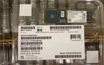 New Intel S4510 960GB SATA 6Gbps M.2 NGFF 2280 SSD SSDSCKKB960G801 - Image 1 of 2