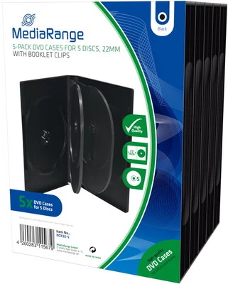 5 Mediarange DVD Hüllen 5er Box 22 mm für je 5 BD / CD / DVD schwarz