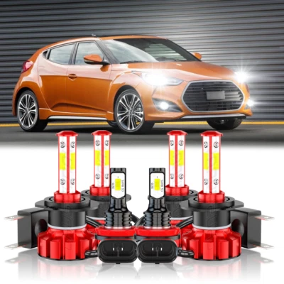 Fit 2012-2015 2016 2017 Hyundai Veloster -6x LED Headlight Hi/Lo+Fog Light Bulbs - Image 1 of 4