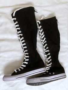 Airwalk Women's Knee High Black Canvas Lace Up Full Zip Shoes Sneakers Size 8 - Picture 1 of 21
