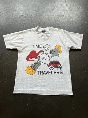 Camiseta de bebé vintage de los 90 BSA Cub Scouts campamento de día puntada única gris niños 10-12 S Foto 1 de 4