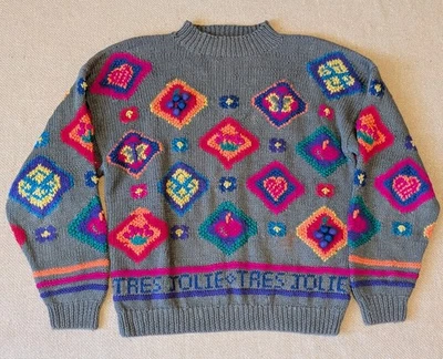 Suéter Tres Jolie Vintage Northern Isles Tejido a Mano Grueso Texturizado 3D Foto 1 de 4
