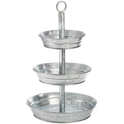 Bandeja para servir Okllen de 3 niveles, soporte para cupcakes de metal galvanizado postre vintage Foto 1 de 4