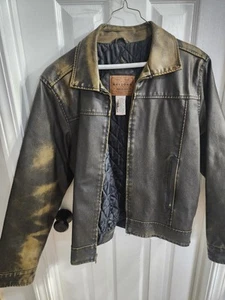 Vintage Arizona Zip Front Lined Faux Leather Coat Men Small - Picture 1 of 6