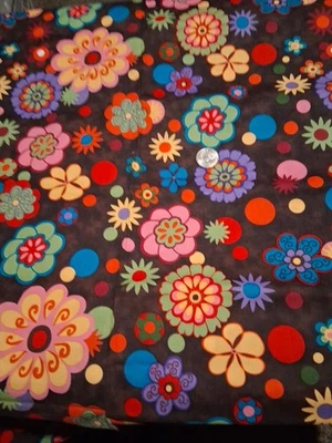 Springs Creative Crazy Medallion Large Floral Cotton Fabric 44" X 36" - Image 1 of 4