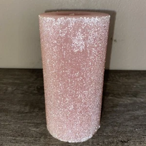 Vintage Pink Sugared Round Pillar Candle 5¾" Tall See Pictures - Picture 1 of 2