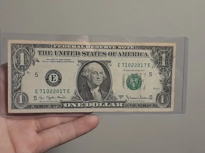 1977 A $1 Federal Reserve Radar Note. Fancy Serial Number  - Image 1 of 4