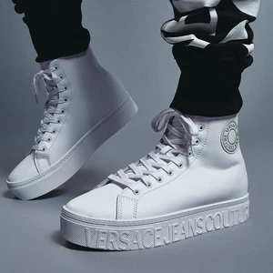 Versace Jeans Couture Brick High Sneaker Men's White Round Toe Lace Up 45 - Picture 1 of 21
