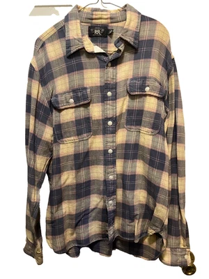 Camisa RRL Doble RL Ralph Lauren Multicolor a Cuadros Botón Rara Trabajo País EE. UU. Foto 1 de 4