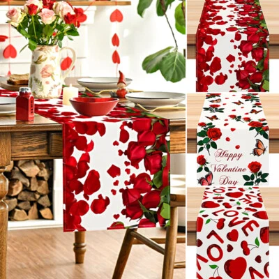 Table Runner Tablecloth Dining Table Flag Home Valentine's Day Party Xmas DecorP - Image 1 of 4