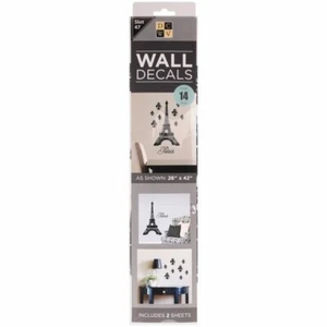 Vinyl Eiffel Tower Wall Decals, Pack Includes 14 Parisian Themed Decals - Imagen 1 de 5