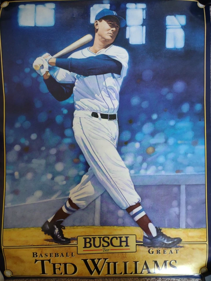 BUSCH BEER Baseball Great Poster ~ Ted Williams Boston Red Sox ART Foto 1 de 1