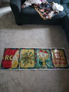 Vintage Plastic RCA Television Christmas Holiday Banner Faded 21x60 - Picture 1 of 14
