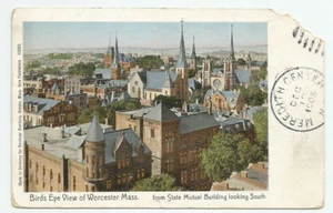 Cartolina Birds Eye Veduta di Worcester MA da State Mutual Building 1905 UDB - Foto 1 di 2