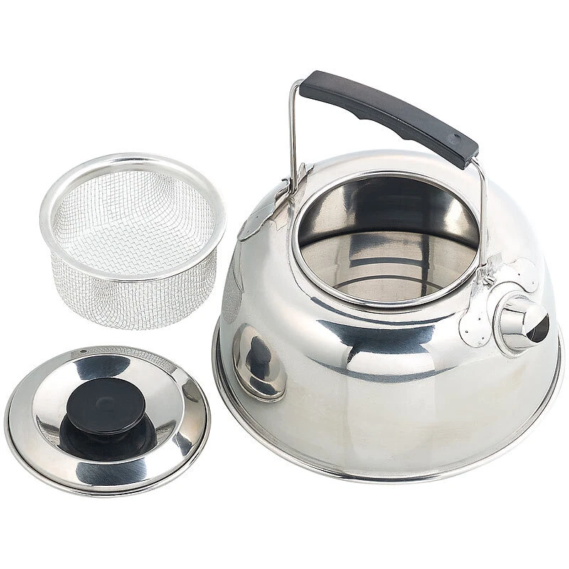 Semptec Camping-Kessel aus Edelstahl mit Tee-Sieb und isoliertem Griff, 0,7 l - Bild 1 von 4