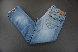True Religion Jeans Herren 33x31 Billy Super T Rugged Blau Bootcut Distressed Flap - Bild 1 von 24
