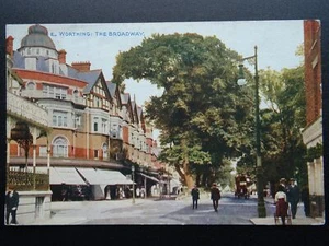 West Sussex WORTHING The Broadway c1916 Postcard by Photochrom - Picture 1 of 2