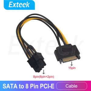 15 Pin SATA Power to PCI-E PCIE 8 Pin (6+2) Converter Adapter 18AWG Copper - Picture 1 of 5