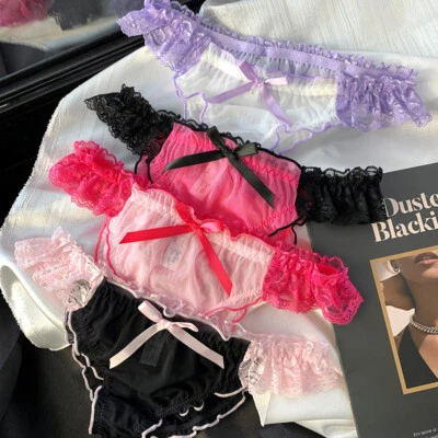 Paquete de 4 Sexy Damas Mujeres Cintura Baja Encaje Bragas Tanga Ropa Interior Lencería Foto 1 de 4