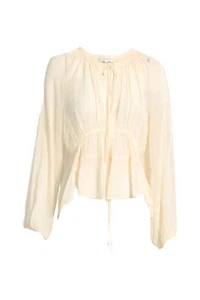Lee Mathews Cream Silk Sheer Tiered Blouse Size 8 AU Preloved - Picture 1 of 4